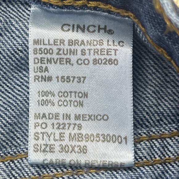 Cinch Jeans Mens 30x36 Blue Denim Straight Leg Cowboy Western Rodeo Pants - Picture 5 of 15